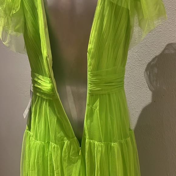 Ml Monique Lhuillier womens Tulle Gown Neon Green NWT - Picture 11 of 17